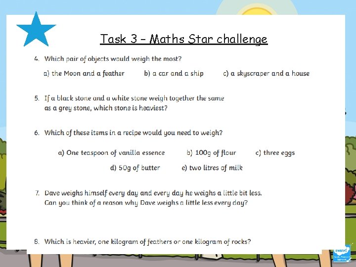 Task 3 – Maths Star challenge Independent Practise 