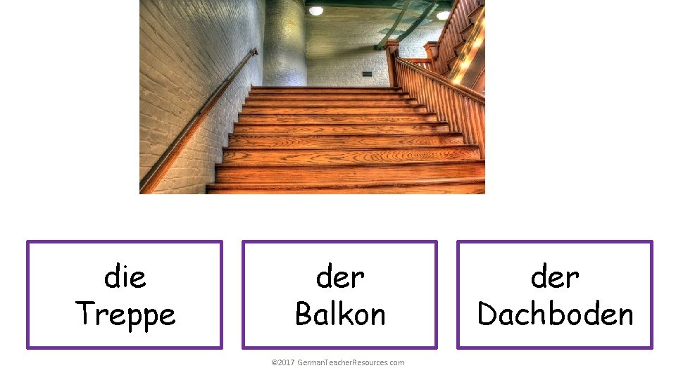 die Treppe der Balkon © 2017 German. Teacher. Resources. com der Dachboden 
