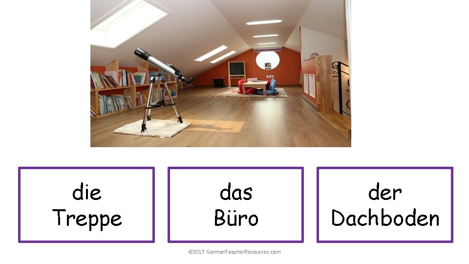die Treppe das Büro © 2017 German. Teacher. Resources. com der Dachboden 