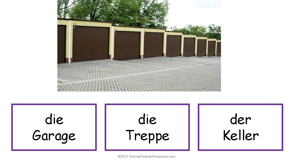 die Garage die Treppe © 2017 German. Teacher. Resources. com der Keller 
