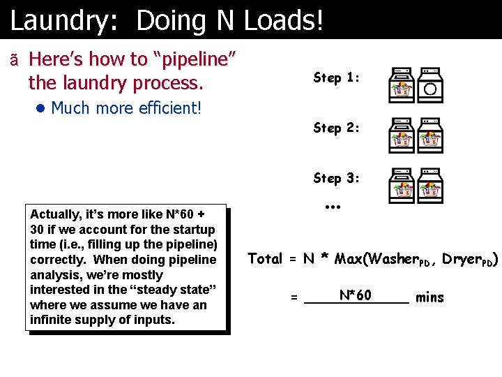 Laundry: Doing N Loads! ã Here’s how to “pipeline” the laundry process. l Much