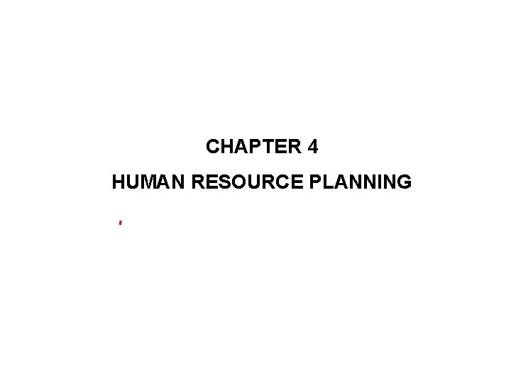 CHAPTER 4 HUMAN RESOURCE PLANNING 