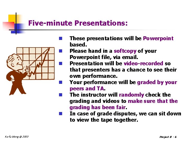 Five-minute Presentations: n n n Ka-fu Wong © 2003 These presentations will be Powerpoint