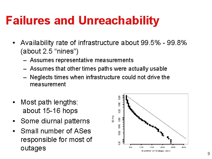 Failures and Unreachability • Availability rate of infrastructure about 99. 5% - 99. 8%