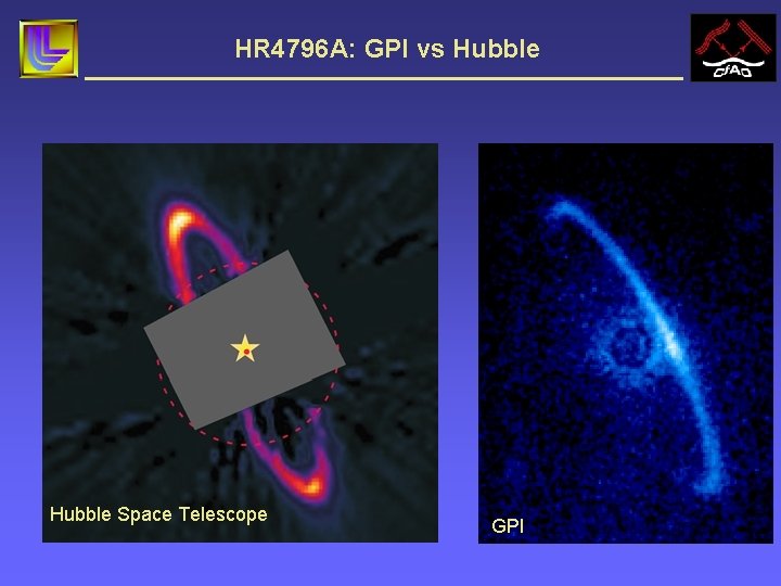 HR 4796 A: GPI vs Hubble Space Telescope GPI 