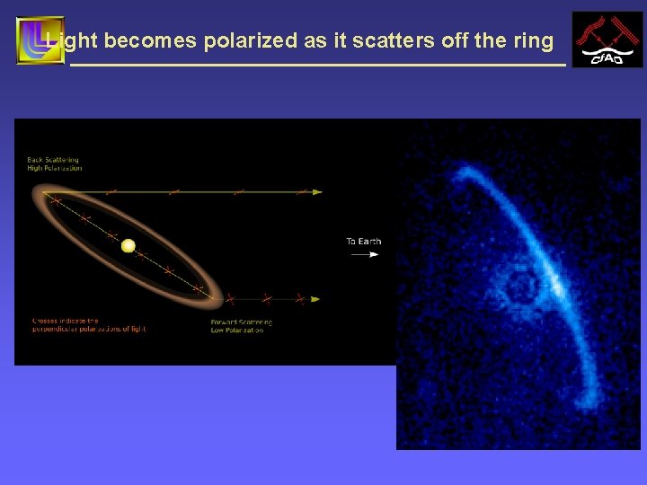 Light becomes polarized as it scatters off the ring 