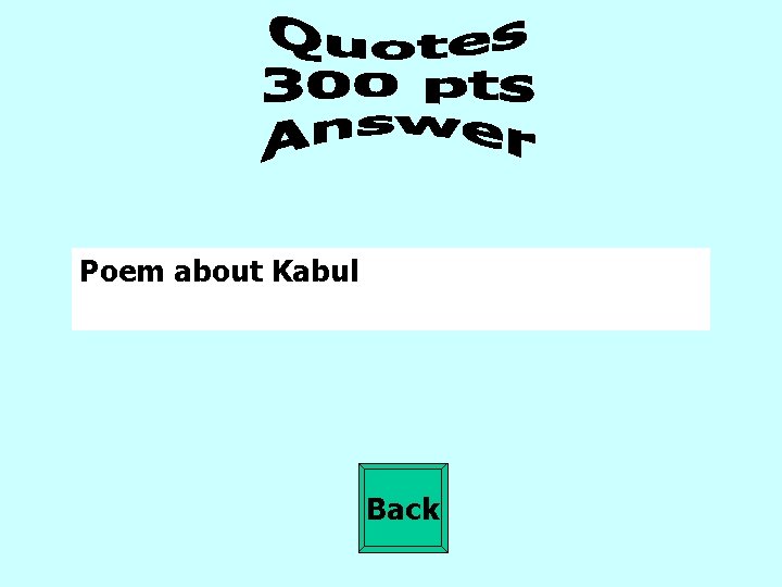 Poem about Kabul Back 