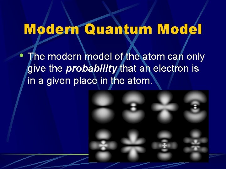 Modern Quantum Model • The modern model of the atom can only give the