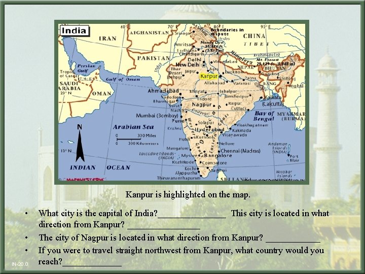 Kanpur is highlighted on the map. • • • IN-20. 0 What city is