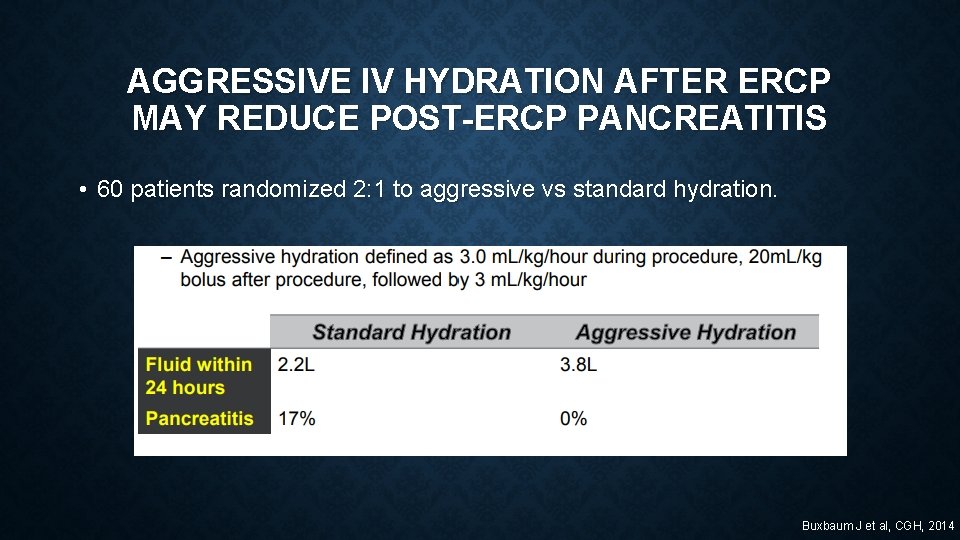 AGGRESSIVE IV HYDRATION AFTER ERCP MAY REDUCE POST-ERCP PANCREATITIS • 60 patients randomized 2: