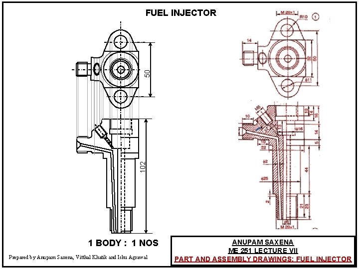 50 FUEL INJECTOR 102 ` 1 BODY : 1 NOS Prepared by Anupam Saxena,