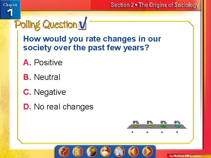 How would you rate changes in our society over the past few years? A.