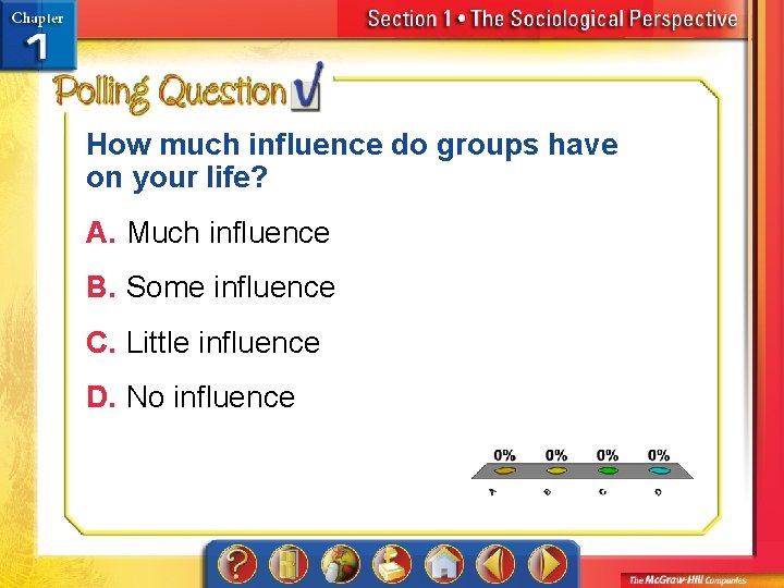 How much influence do groups have on your life? A. Much influence B. Some