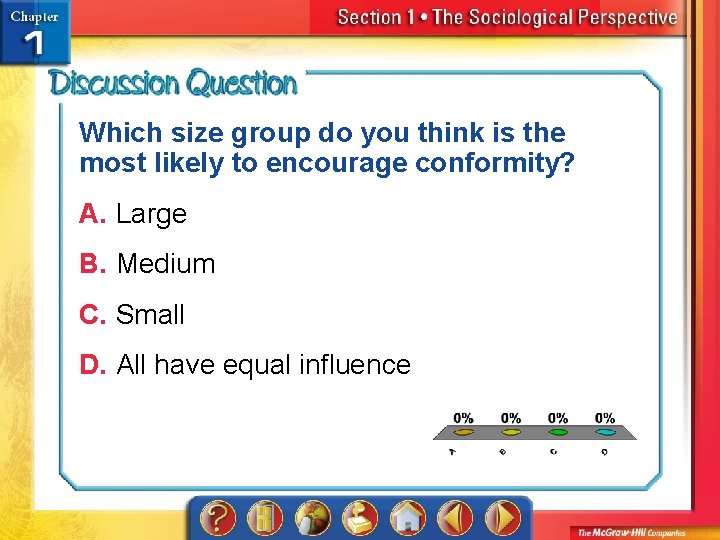 Which size group do you think is the most likely to encourage conformity? A.