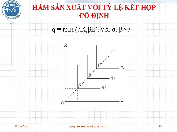 HÀM SẢN XUẤT VỚI TỶ LỆ KẾT HỢP CỐ ĐỊNH q = min (ɑK,