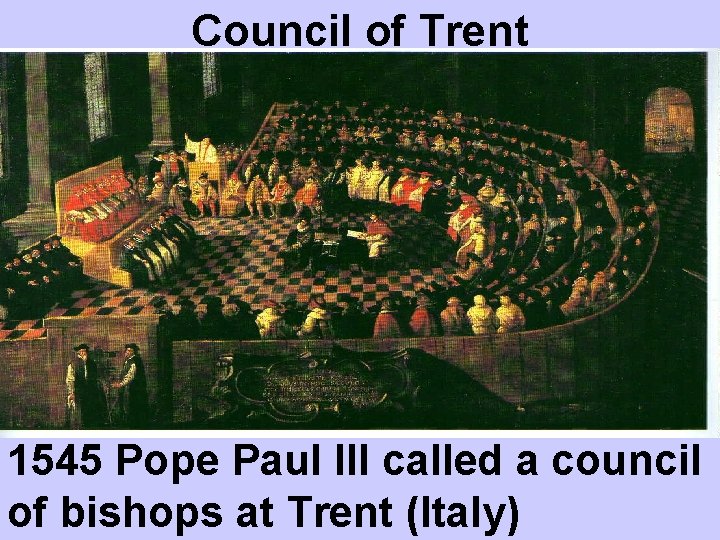 Council of Trent 1545 Pope Paul III called a council of bishops at Trent