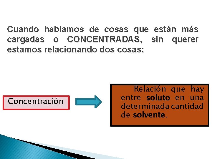 Cuando hablamos de cosas que están más cargadas o CONCENTRADAS, sin querer estamos relacionando