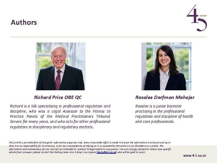 Authors Richard Price OBE QC Richard is a Silk specialising in professional regulation and