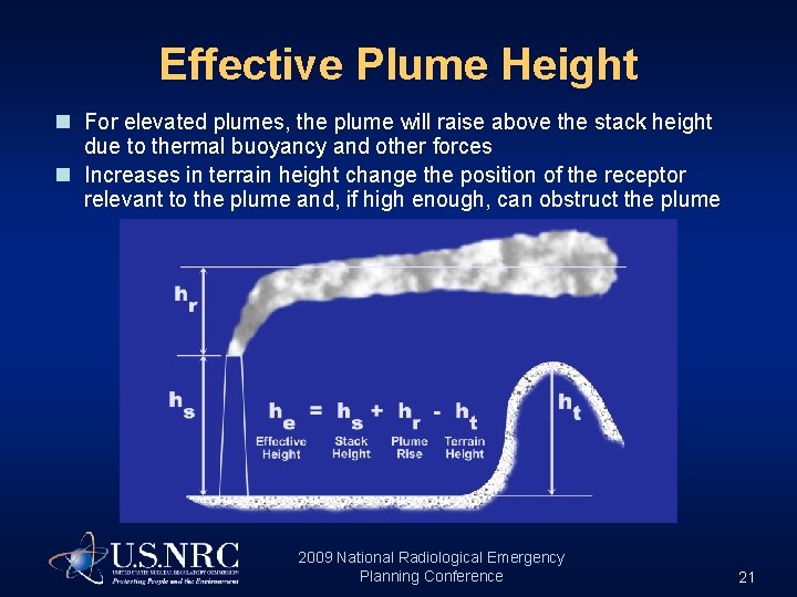 Effective Plume Height n For elevated plumes, the plume will raise above the stack