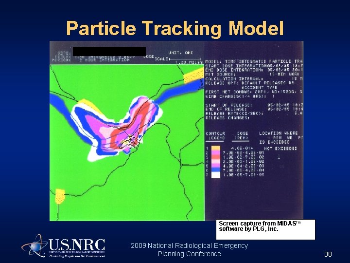 Particle Tracking Model Screen capture from MIDAStm software by PLG, Inc. 2009 National Radiological