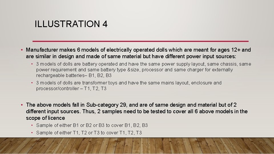 ILLUSTRATION 4 • Manufacturer makes 6 models of electrically operated dolls which are meant