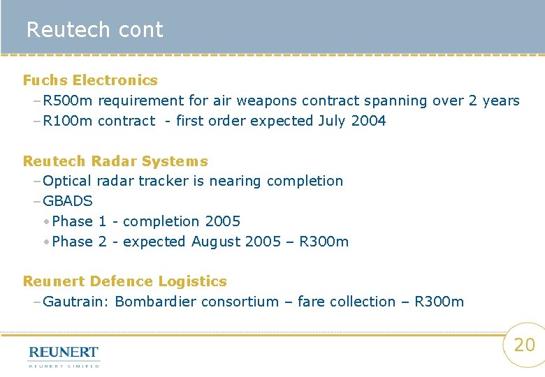 Reutech cont Fuchs Electronics – R 500 m requirement for air weapons contract spanning