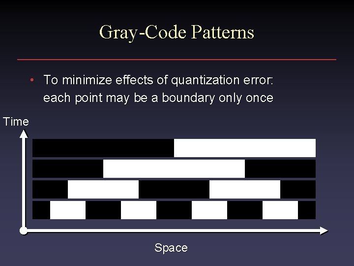 Gray-Code Patterns • To minimize effects of quantization error: each point may be a