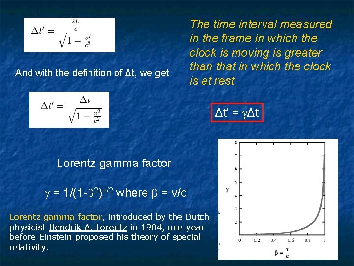 And with the definition of Δt, we get The time interval measured in the