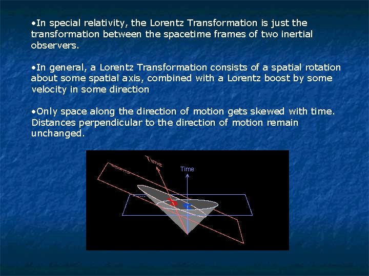  • In special relativity, the Lorentz Transformation is just the transformation between the