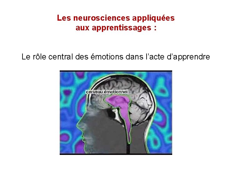 Les neurosciences appliques aux apprentissages Le rle central