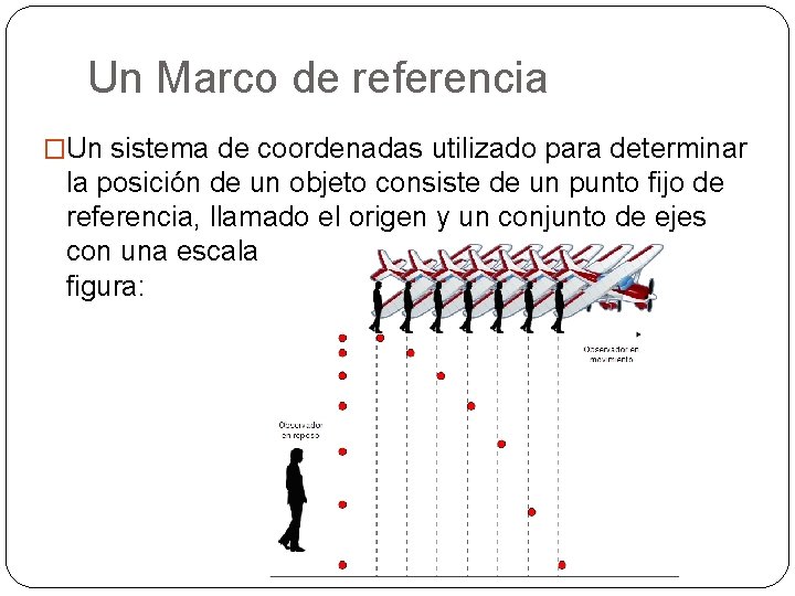 Un Marco de referencia �Un sistema de coordenadas utilizado para determinar la posición de