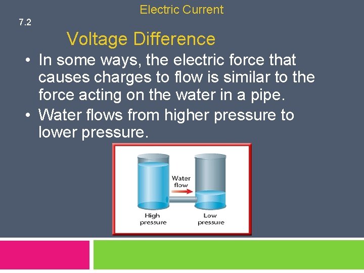 Electric Current 7. 2 Voltage Difference • In some ways, the electric force that