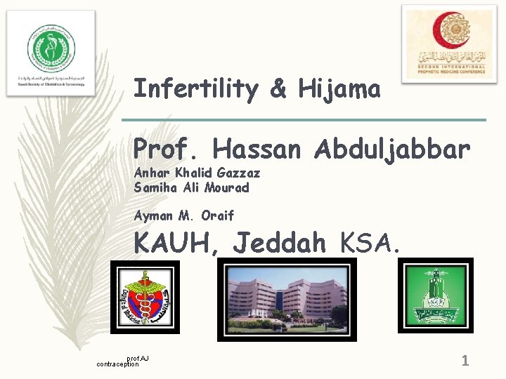 Infertility & Hijama Prof. Hassan Abduljabbar Anhar Khalid Gazzaz Samiha Ali Mourad Ayman M.