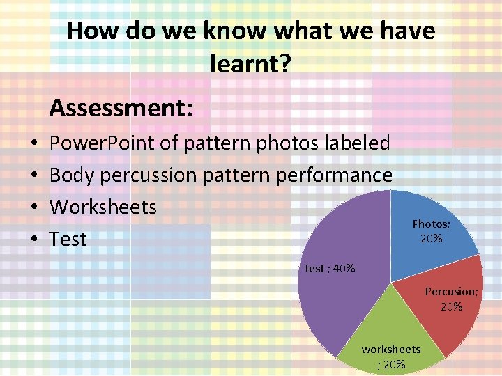 How do we know what we have learnt? Assessment: • • Power. Point of