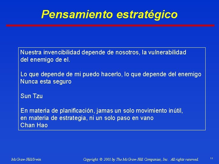 Pensamiento estratégico Nuestra invencibilidad depende de nosotros, la vulnerabilidad del enemigo de el. Lo