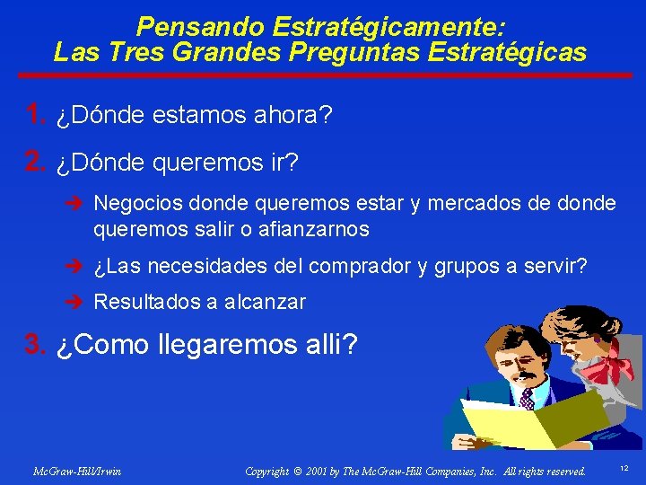 Pensando Estratégicamente: Las Tres Grandes Preguntas Estratégicas 1. ¿Dónde estamos ahora? 2. ¿Dónde queremos