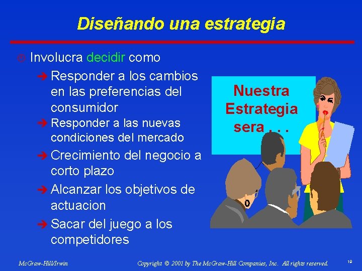 Diseñando una estrategia ¿ Involucra decidir como è Responder a los cambios en las