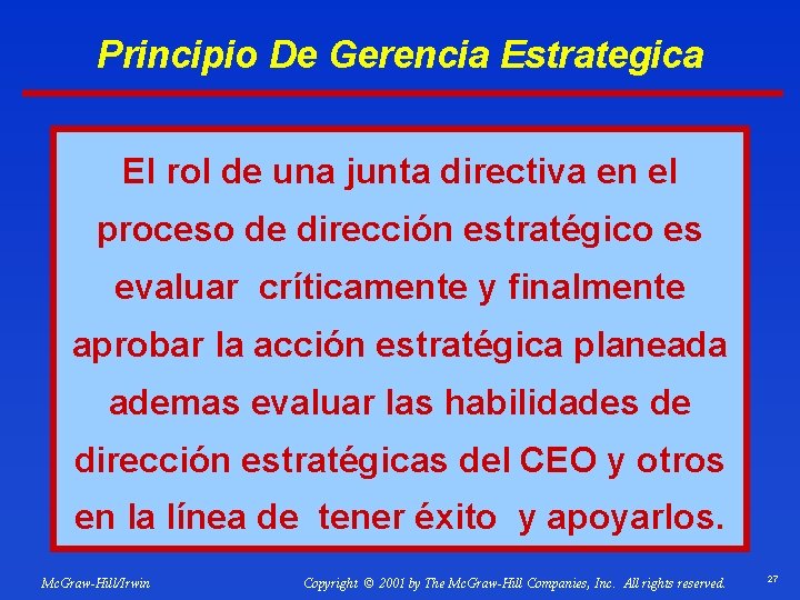 Principio De Gerencia Estrategica El rol de una junta directiva en el proceso de