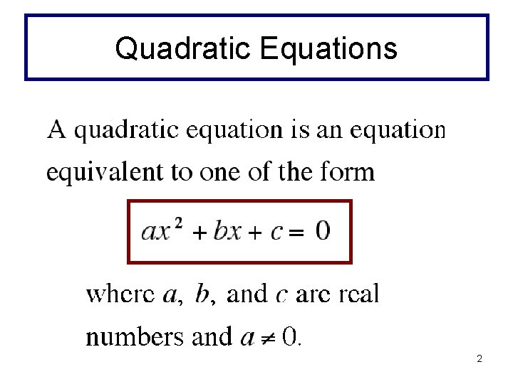 Quadratic Equations 2 