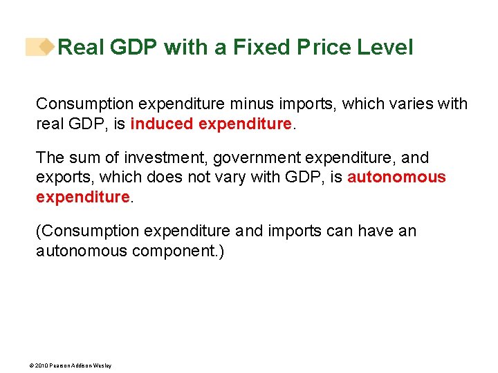 Real GDP with a Fixed Price Level Consumption expenditure minus imports, which varies with