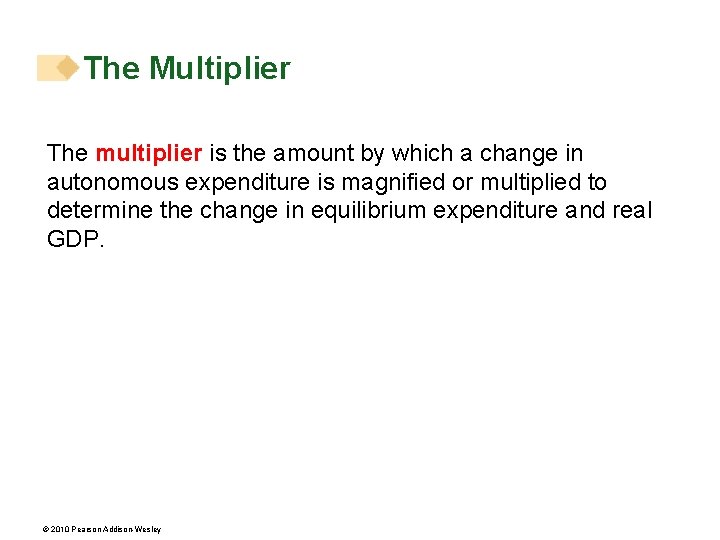 The Multiplier The multiplier is the amount by which a change in autonomous expenditure