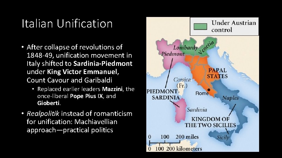 Italian Unification • After collapse of revolutions of 1848 -49, unification movement in Italy