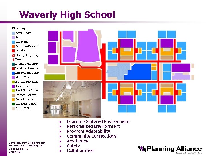 Waverly High School Plan Key Admin. / ce Offi Art Classroom Commons/Cafeteria Corridor Elevat',