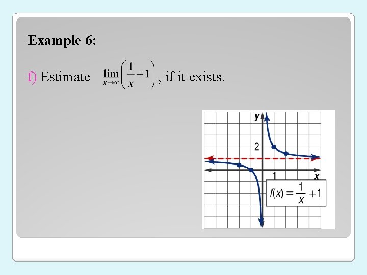 Example 6: f) Estimate , if it exists. 