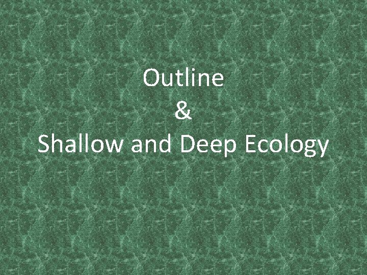 Outline & Shallow and Deep Ecology 