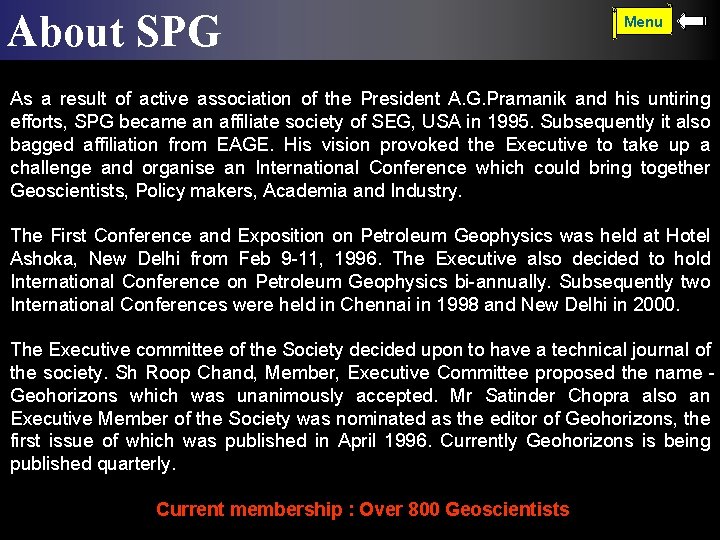 About SPG Menu As a result of active association of the President A. G.