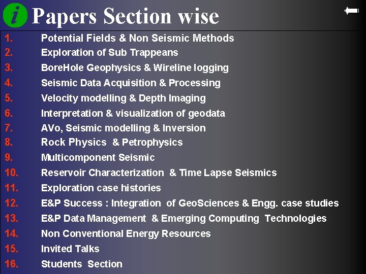 Papers Section wise 1. 2. 3. Potential Fields & Non Seismic Methods 4. 5.