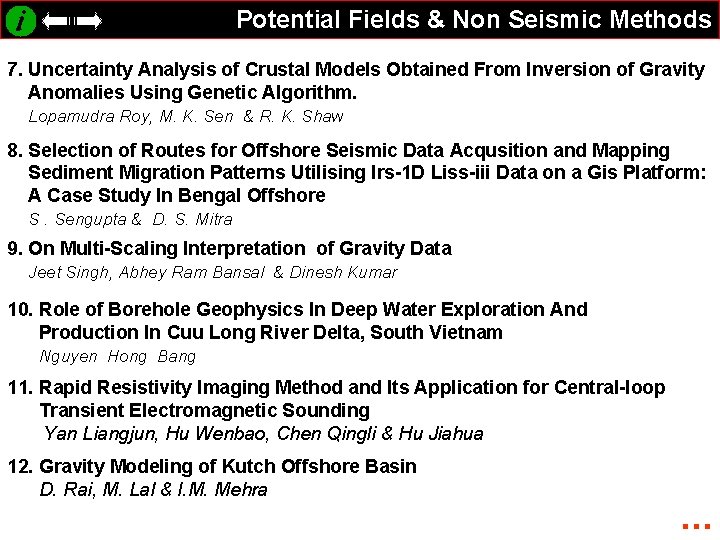 Potential Fields & Non Seismic Methods 7. Uncertainty Analysis of Crustal Models Obtained From