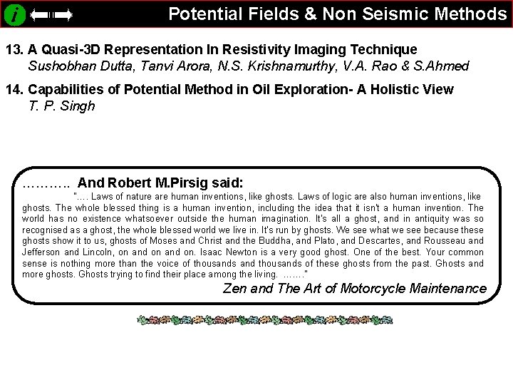 Potential Fields & Non Seismic Methods 13. A Quasi-3 D Representation In Resistivity Imaging