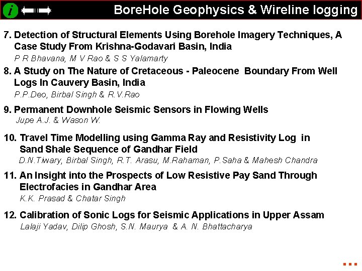 Bore. Hole Geophysics & Wireline logging 7. Detection of Structural Elements Using Borehole Imagery